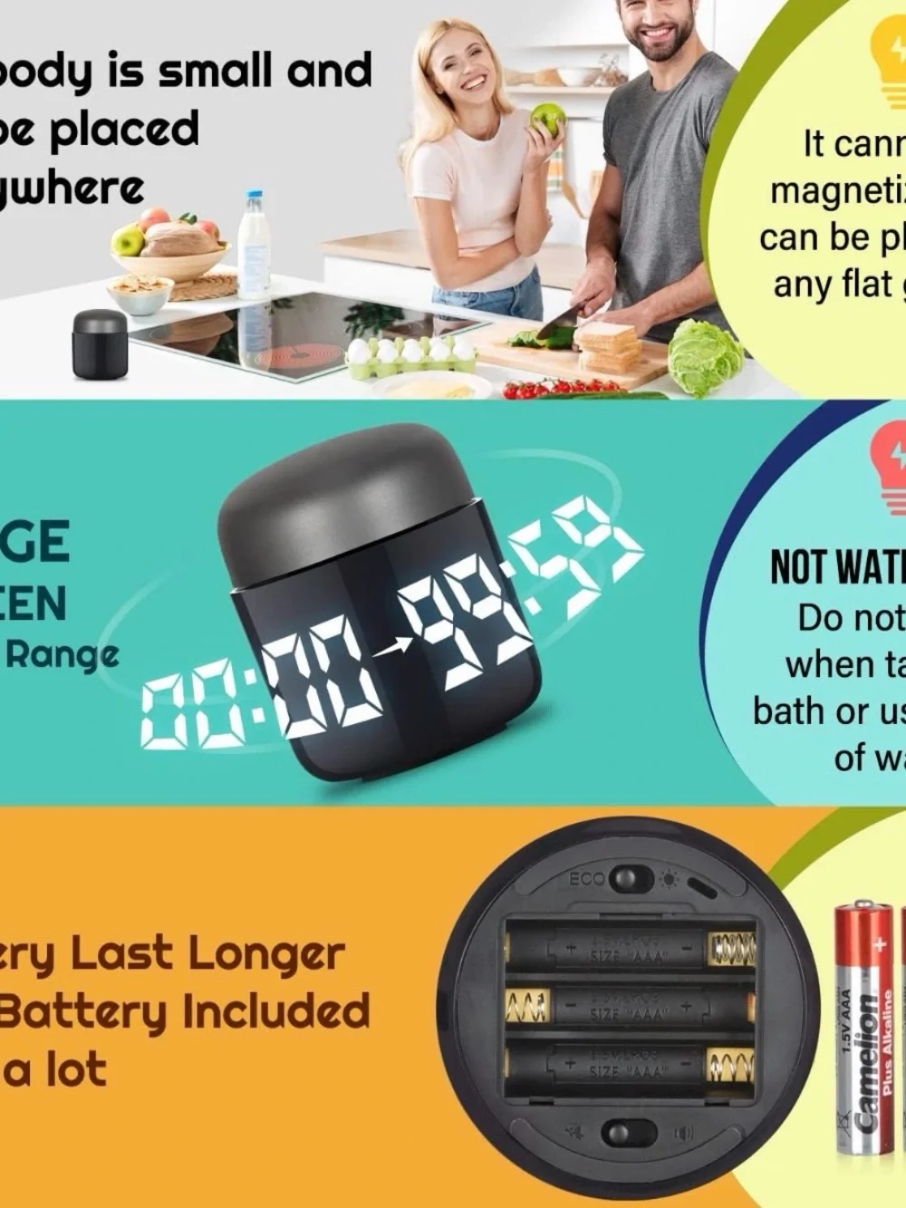 PINGKO Digital Kitchen Timer Large LED Countdown New
